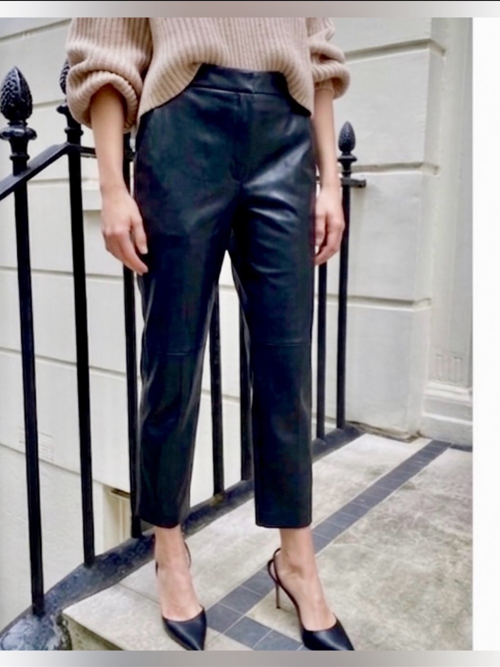 Black Babaton Aritzia Conan Vegan Faux Leather Cropped Pants Size 8